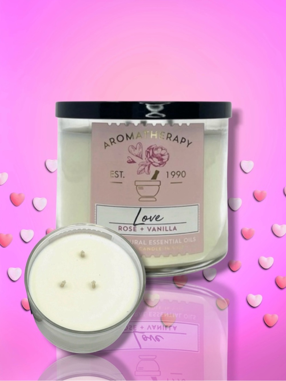 🆕💕Bath & Body Works Aromatherapy 3-Wick Scented Candle "LOVE" Rose Vanilla. NWT